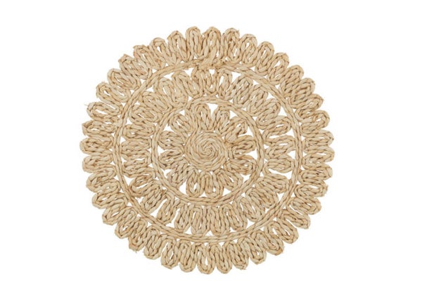 Set De Table Rond Fleur+Cercles Feuille De Maïs Naturel