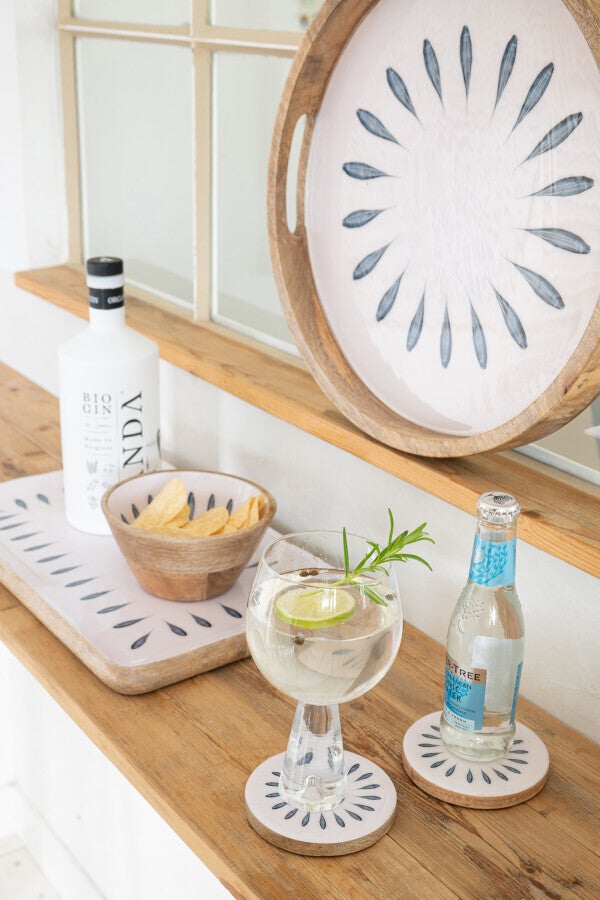 Saladier Bois de Manguier Bleu Foncé & Blanc – Vaisselle Déco Bord de Mer