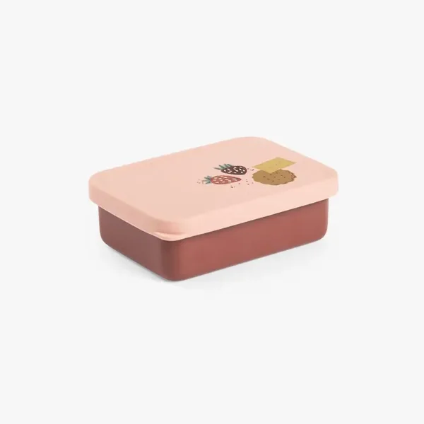Boîte à goûter enfant Après la pluie – Inox et silicone – Rose