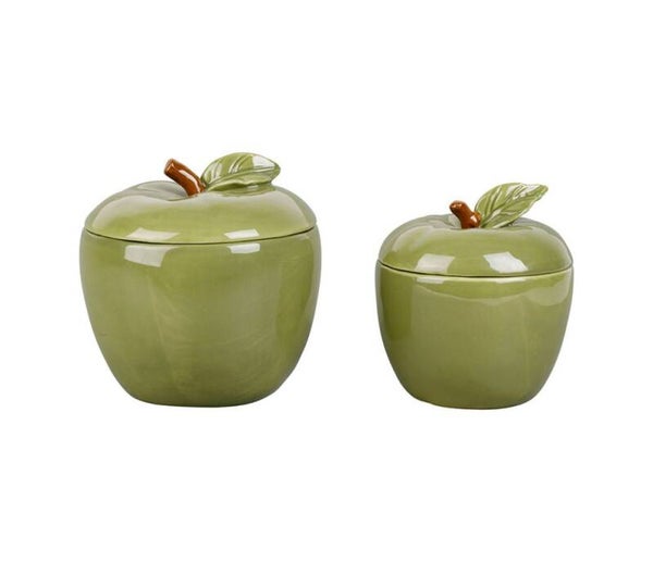 Boîtes pomme Kitchfun avec couvercle kaki – Lot de 2