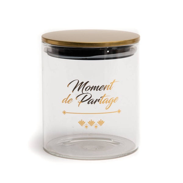 Bonbonnière Partage en verre borosilicate transparent et doré – 11 cm