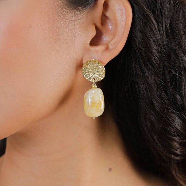 Boucles d’oreilles Minerama – Poussoir citrine