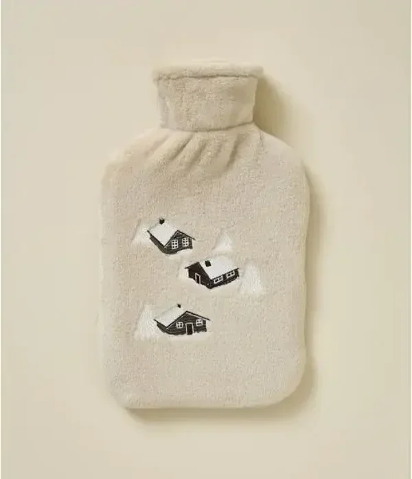 Bouillotte Au Cœur de la Vallée beige – Housse en polaire velours