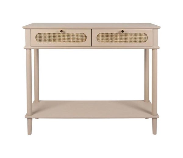 Console 2 tiroirs Nolita grège et naturel 90 x 30 x H75 cm