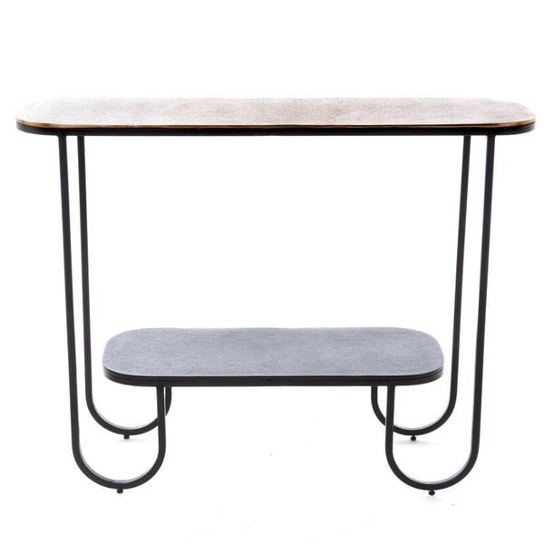 Console arrondie 2 niveaux en aluminium 102 cm