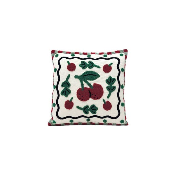 Coussin Influence Cerise brodé – 40 x 40 cm