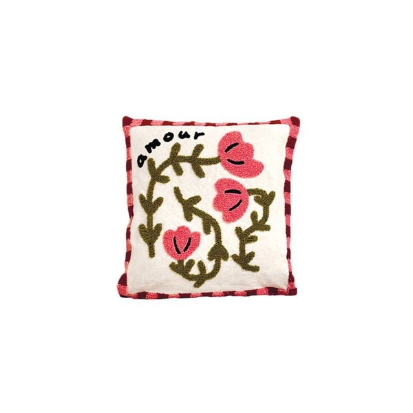 Coussin Influence Coquelicot rose brodé – 40 x 40 cm