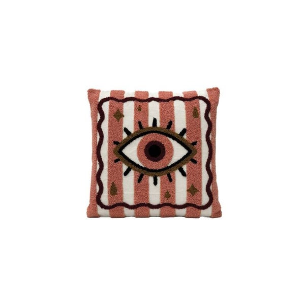 Coussin Influence Œil rose brodé – 40 x 40 cm