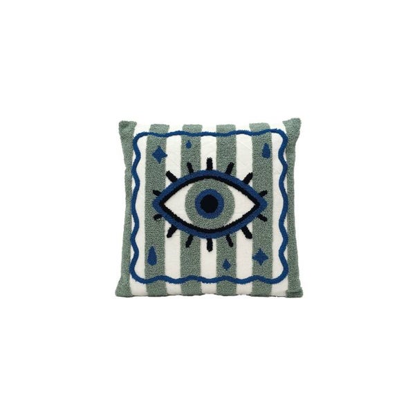 Coussin Influence Œil bleu brodé – 40 x 40 cm