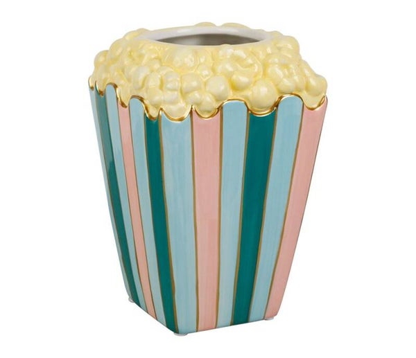 Vase Popcorn bleu ciel et rose – H17 cm