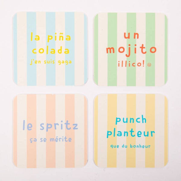 Lot de 4 dessous de verre Cocktail – Sophie Janière