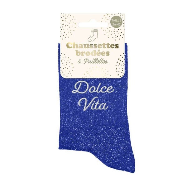 Chaussettes à paillettes brodées  Dolce Vita