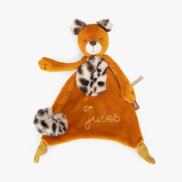 Doudou personnalisé Taïgo le tigre avec attache-tétine – La forêt Mawa