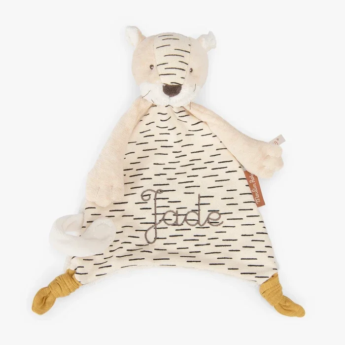 Doudou personnalisé Baboo le tigre avec attache-tétine – La forêt Mawa