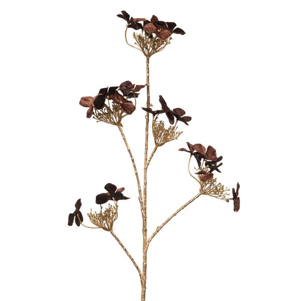 Tige d’hortensia artificiel Velvet cuivré et bronze – H74 cm