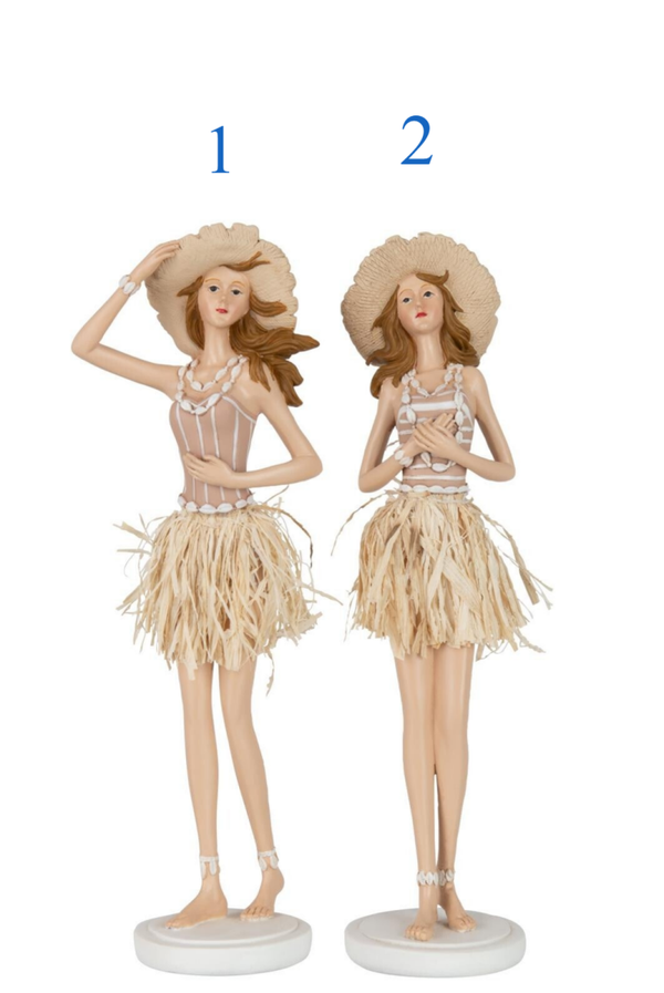 Fille Plage Debout Résine Blanc/Beige