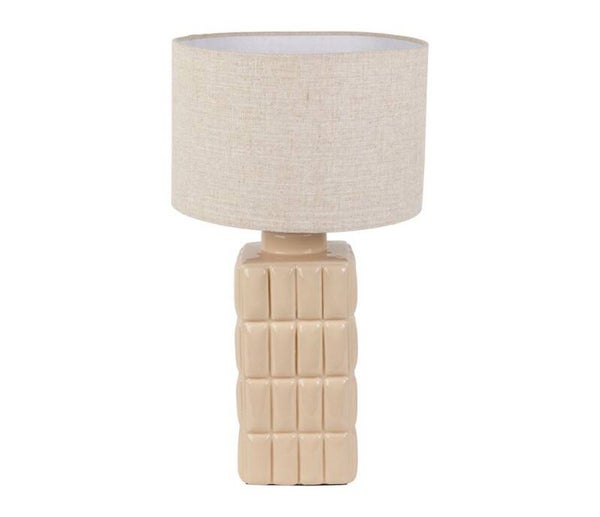 Lampe Funy beige et naturel D28 x H50 cm – Céramique et lin