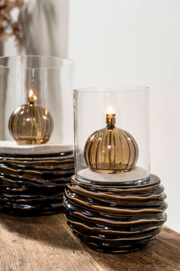 Lampe à huile sphere champagne