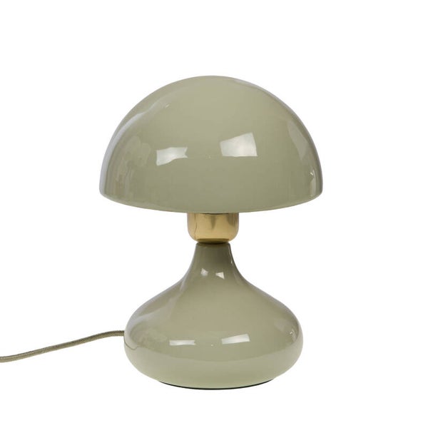 Lampe Paulette vert amande en métal avec détails dorés – H24 cm