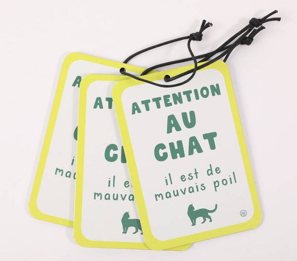 Mini plaque décorative attention au chat