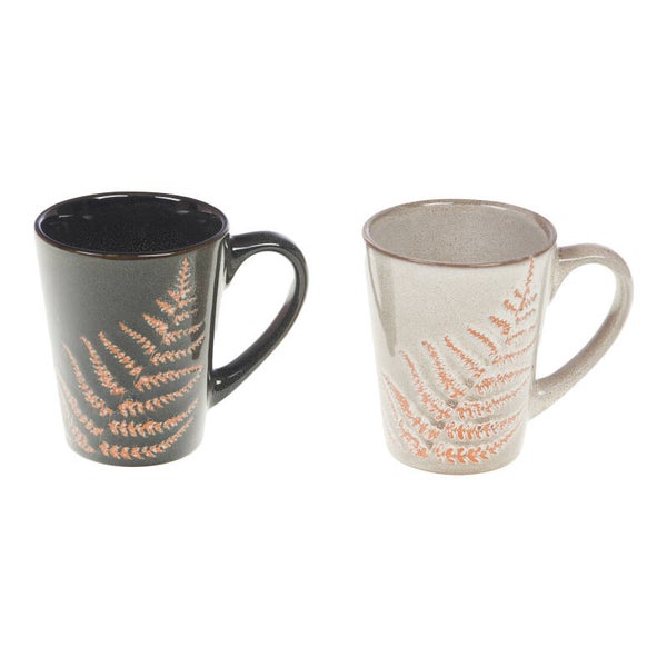 Mug Claire en grès gris décor fougère – 33 cl