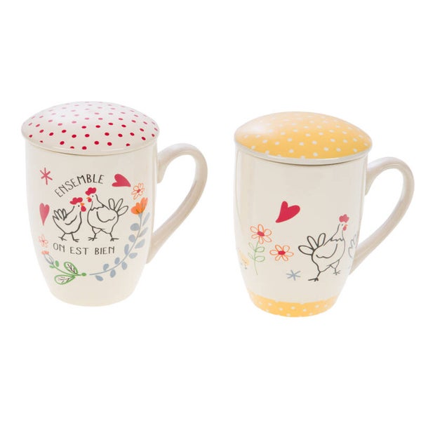 Mug filtre Flavie en porcelaine crème / ivoire