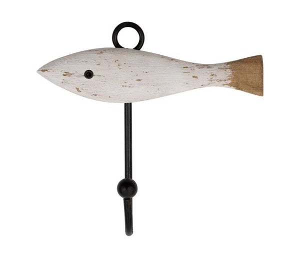 PATERE POISSON ETE A LA MER BLANC 10.5X10X4.5CM