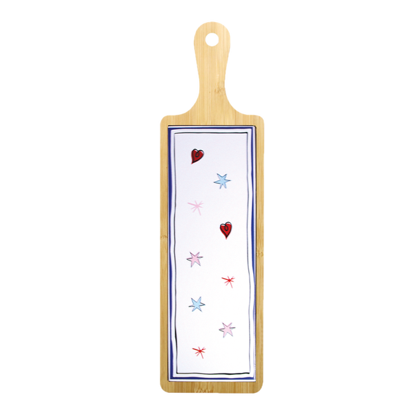 Planche Amour en Liberté longue en bambou et céramique – L44 x P12 x H1 cm