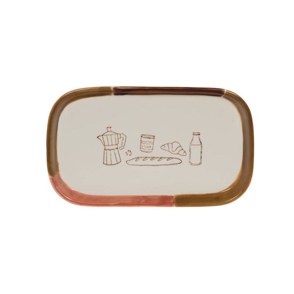 Plat ovale Dario en céramique crème et ivoire – 27 × 16 cm