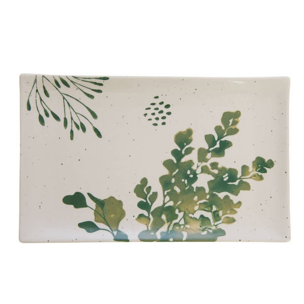 Plat rectangle Lison 32 × 20 cm en grès blanc