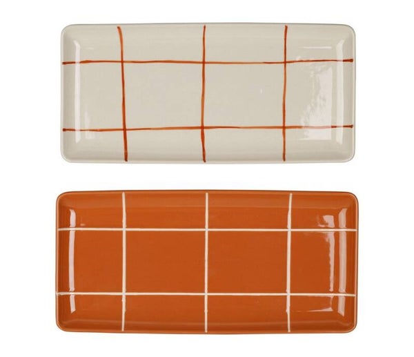 Plat rectangulaire Epura en grès – terracotta ou écru