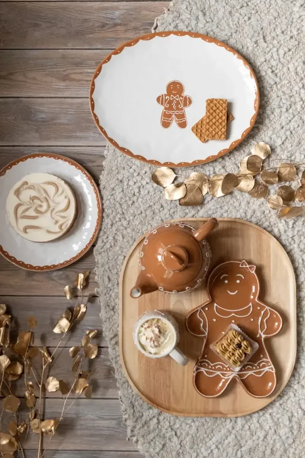 Plateau Cookie en dolomite caramel et blanc – 31,5 x 22 cm