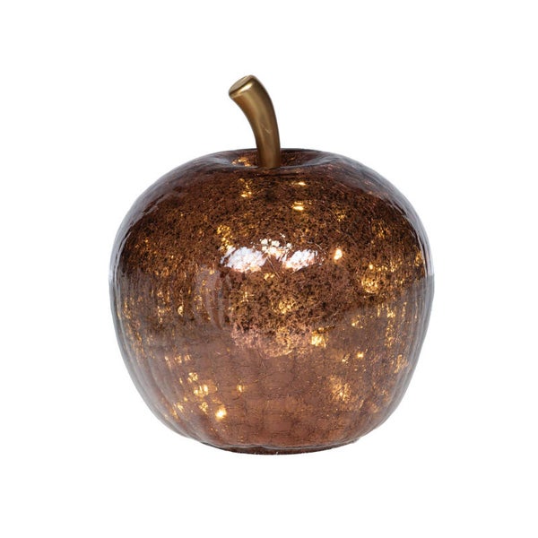 Pomme lumineuse décorative en verre cuivré – H24 cm