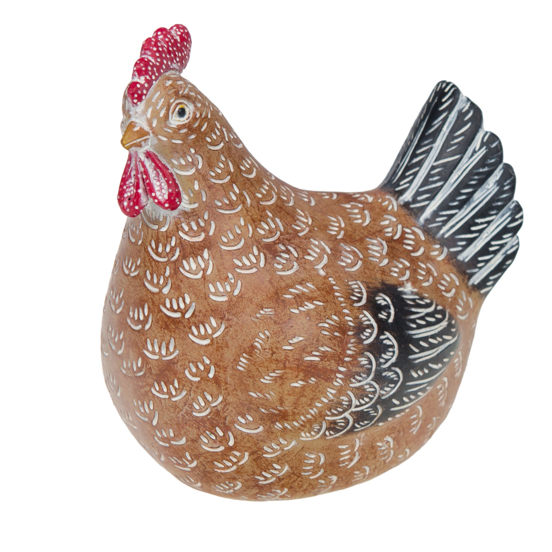 Poule Lola décorative en résine multicolore