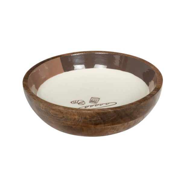 Saladier Dario en bois de manguier et émail décoré – Ø22 cm