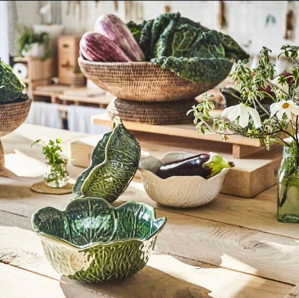 Saladier Choux vert en grès – Saladier décor végétal