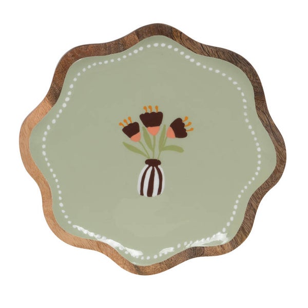 Saladier Bloom en bois de manguier vert sauge – Ø28 cm