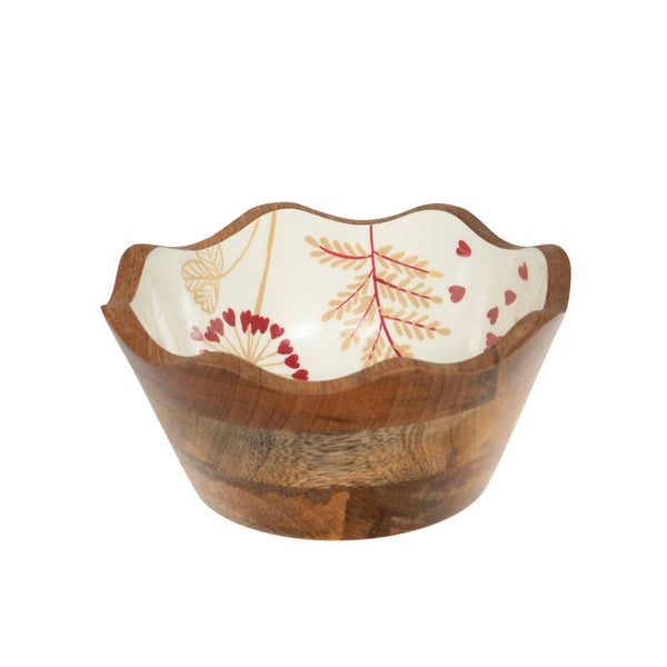 Saladier Silva en bois de manguier et émail décoré – Ø31 cm