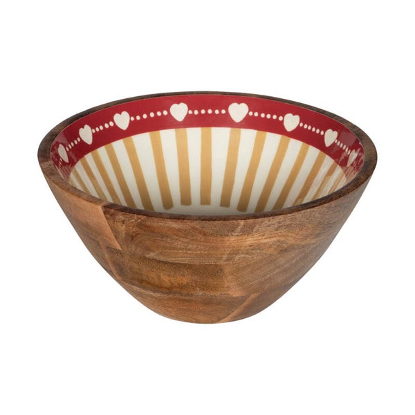 Saladier Silva en bois de manguier et émail décoré – Ø25 cm