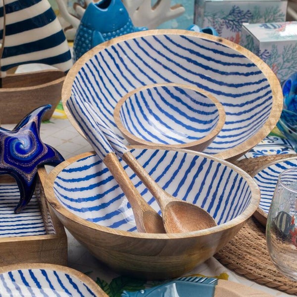 Saladier manguier rayures Marine