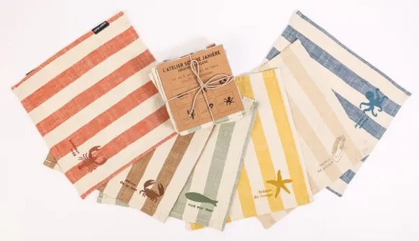 Lot de 6 serviettes de table broderie vue sur mer