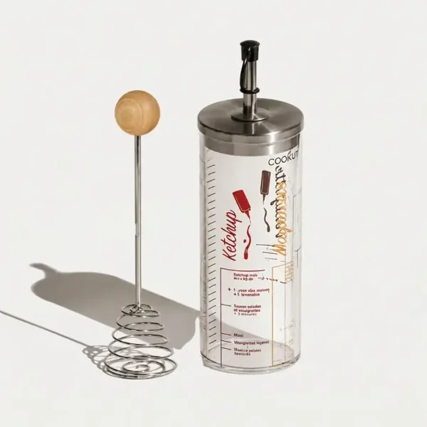 Shaker 99 sauces maison en verre avec fouet et livret de recettes