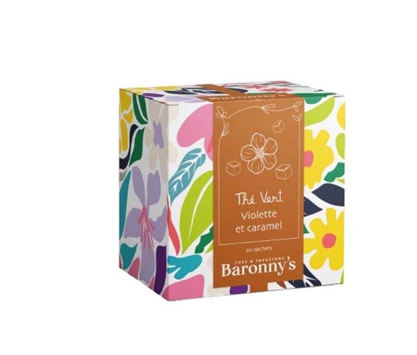 Thé vert Violette et Caramel – Boîte de 20 sachets