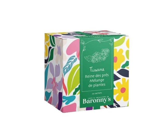 Tisane Reine des Prés aux notes de myrtille et de cannelle – Boîte de 20 sachets