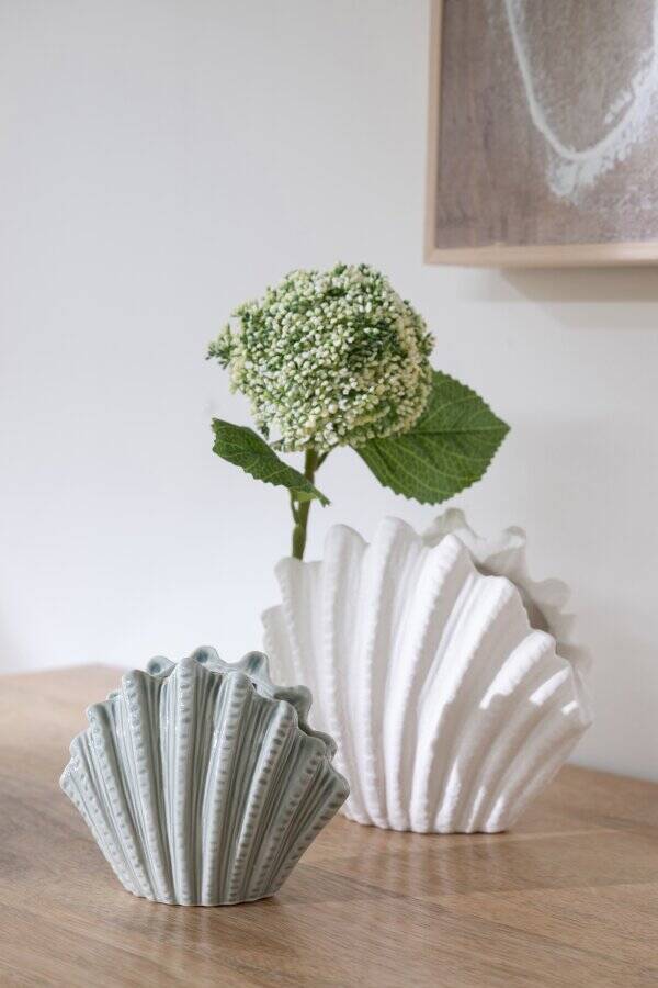 Vase coquillage en grès blanc – petit vase déco bord de mer