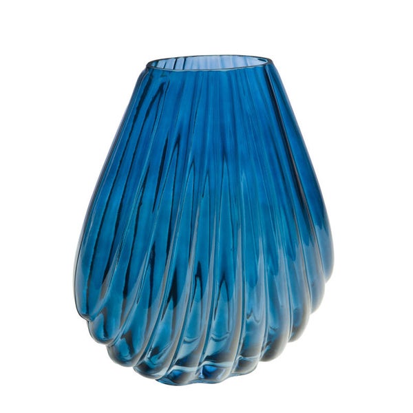 Vase bleu marine 28 cm – Vase décoratif en verre bord de mer