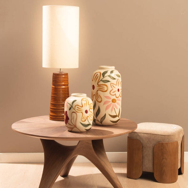 Vase Florine petit modèle en céramique crème et ivoire – H23 cm