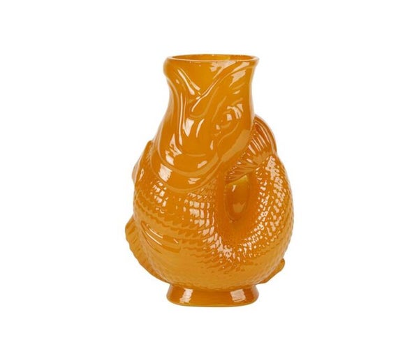 Vase Poisson Pisco ambré en verre – 14 x 8 x H20 cm