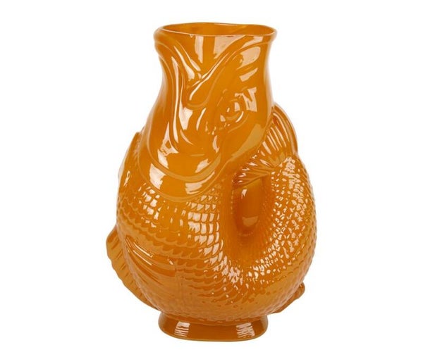 Vase Poisson Pisco ambré en verre – 20,5 x 13 x H30 cm