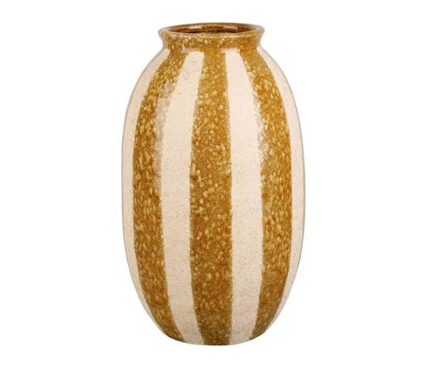 Vase Tiare brun et écru en grès – Ø21 × H35 cm